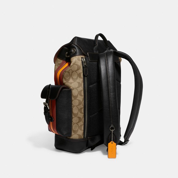 NWT Coach Outlet Hudson Backpack In Signature Canvas With Varsity Stripe - Picture 2 of 5